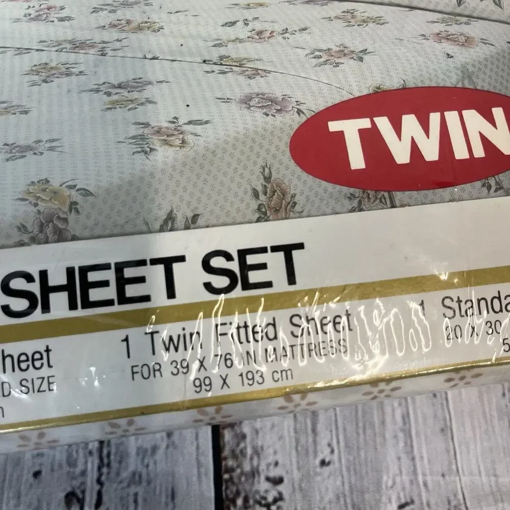 Vintage Monticello Cannon 3pc Twin Sheet Set Pillowcase Orange Yellow Floral 692